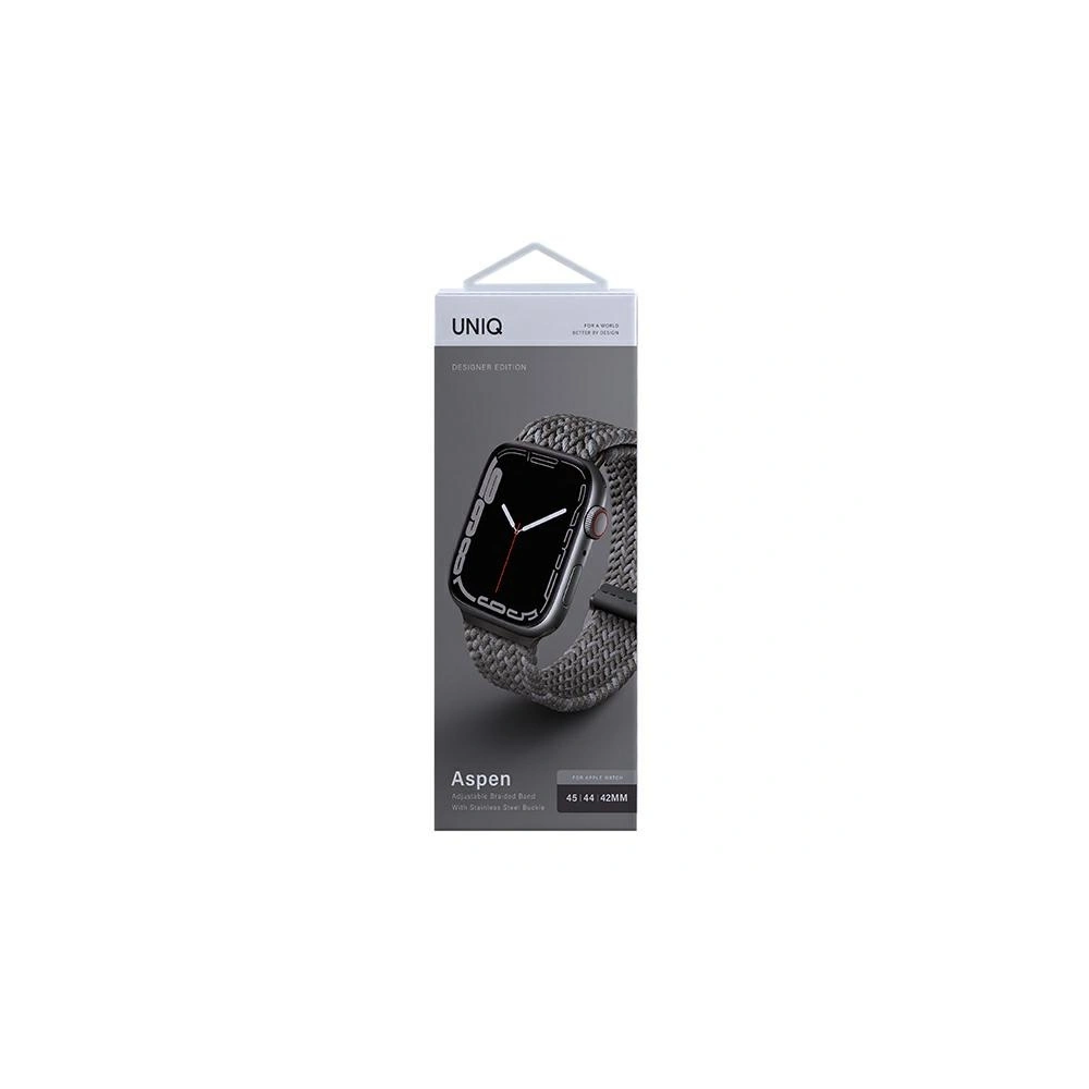Wholesale UNIQ Aspen strap Apple Watch 4/5/6/7/SE/8/9/Ultra 44/45/49mm Braided DE gray/pebble grey - UNIQ579PEBGRY - {ean13} - Hurt