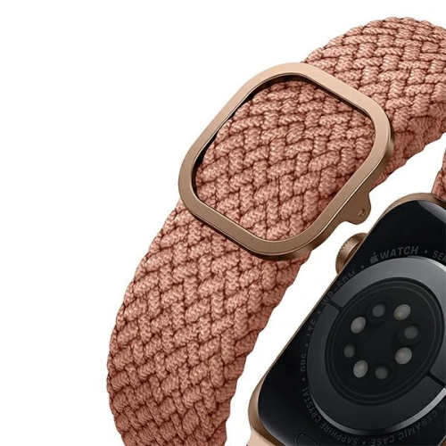 Pasek UNIQ Aspen Apple Watch 4/5/6/7/SE/8/9/Ultra 44/45/49mm Braided różowy/grapefruit pink