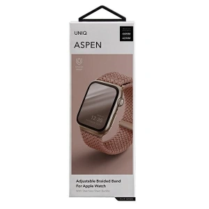 Pasek UNIQ Aspen Apple Watch 4/5/6/7/SE/8/9/Ultra 44/45/49mm Braided różowy/grapefruit pink