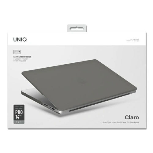 Etui UNIQ Claro Apple MacBook Pro 14" 2021-2025 (M1/M2/M3/M4/M5) przezroczysty szary/smoke matt grey