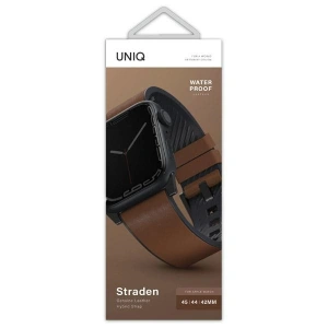 Pasek UNIQ Straden Apple Watch 4/5/6/7/SE/8/9/Ultra 44/45/49mm Leather Hybrid Strap brązowy/brown