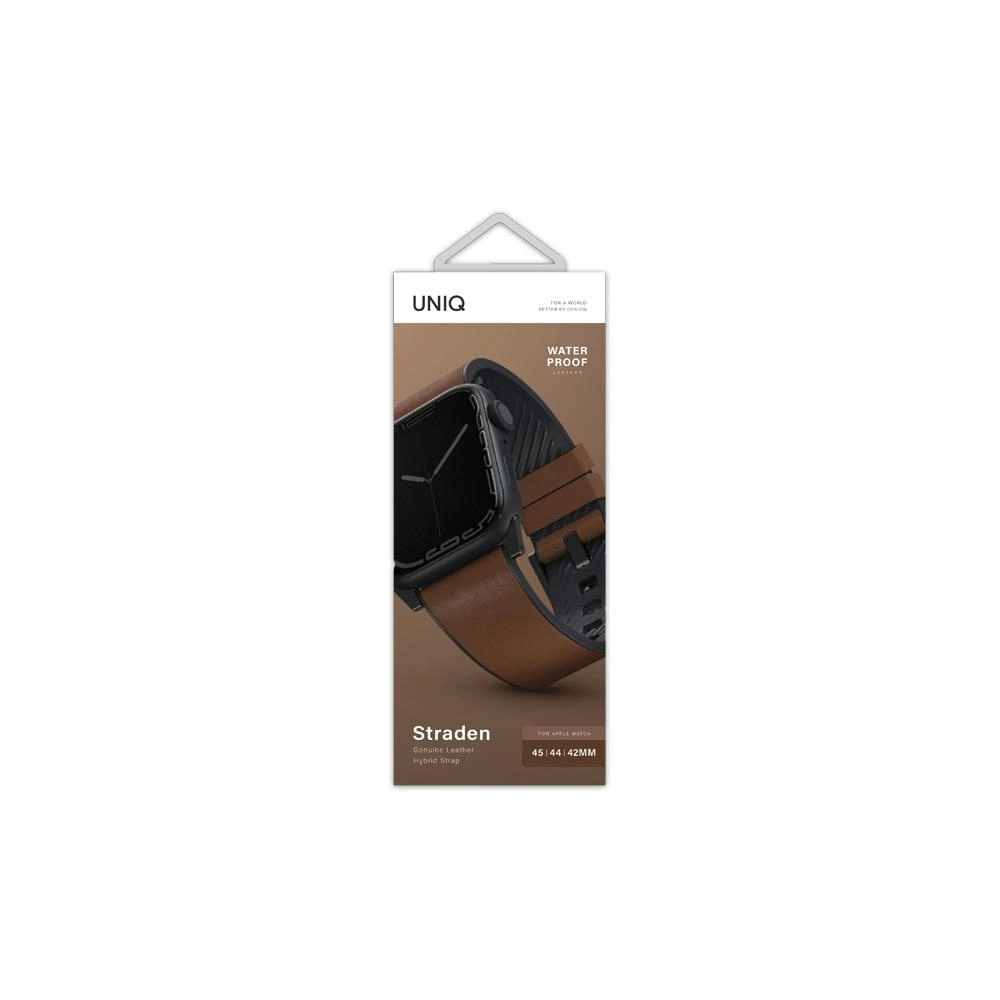 Hurtownia GSM - Pasek UNIQ Straden Apple Watch 4/5/6/7/SE/8/9/Ultra 44/45/49mm Kožený hybridní pásek hnědý/brown - UNIQ587BR - {ean13} - Hurt