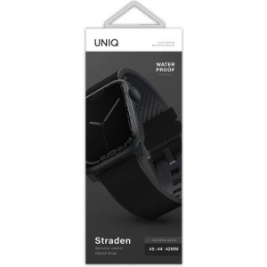 Pasek UNIQ Straden Apple Watch 4/5/6/7/SE/8/9/Ultra 44/45/49mm Leather Hybrid Strap czarny/black