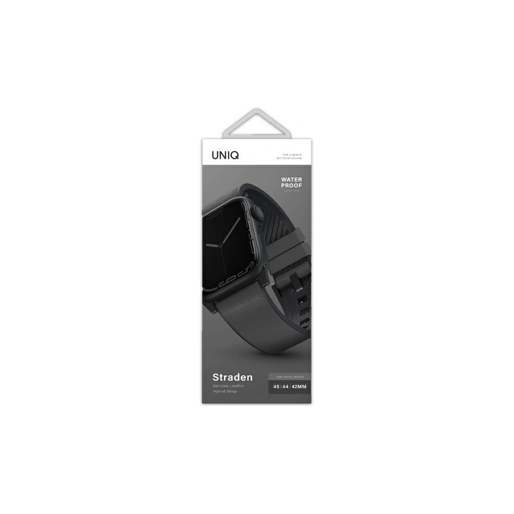 Hurtownia GSM - Pasek UNIQ Straden Apple Watch 4/5/6/7/SE/8/9/Ultra 44/45/49mm Kožený hybridní pásek šedý/szary - UNIQ589GRY - {ean13} - Hurt