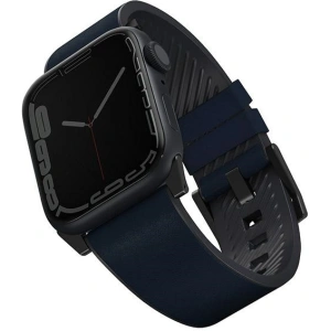 Pasek UNIQ Straden Apple Watch 4/5/6/7/SE/8/9/Ultra 44/45/49mm Leather Hybrid Strap niebieski/blue