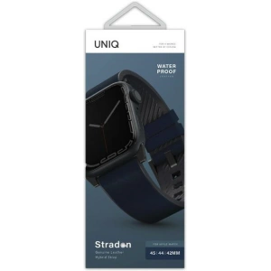 Pasek UNIQ Straden Apple Watch 4/5/6/7/SE/8/9/Ultra 44/45/49mm Leather Hybrid Strap niebieski/blue