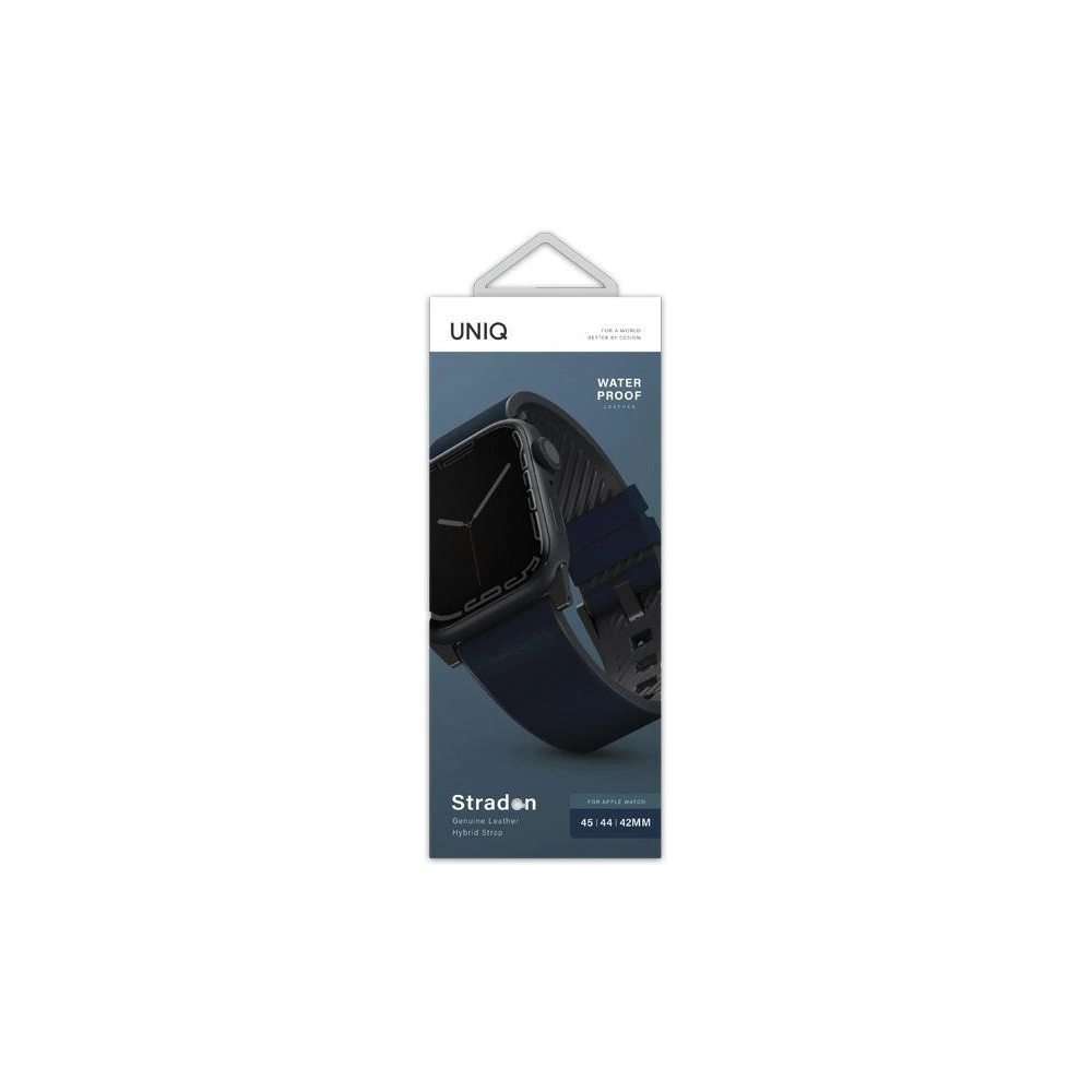 Hurtownia GSM - Pasek UNIQ Straden Apple Watch 4/5/6/7/SE/8/9/Ultra 44/45/49mm Kožený hybridní pásek modrý/blue - UNIQ590BLU - {ean13} - Hurt