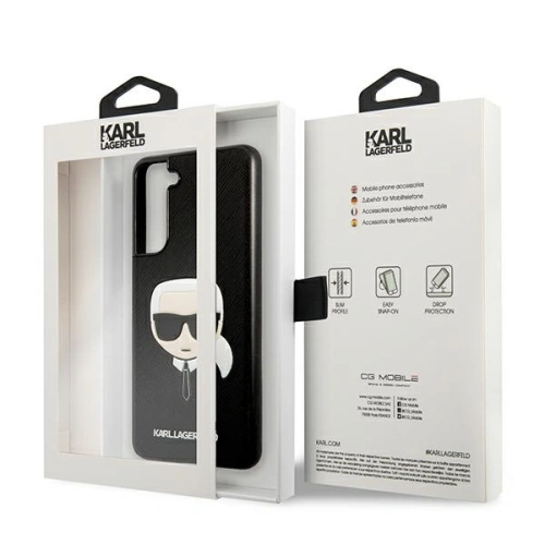 Etui Karl Lagerfeld KLHCS21FSAKHBK Samsung Galaxy S21 FE czarny/black hardcase Saffiano Ikonik Karl`s Head