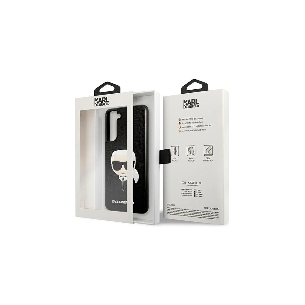 Wholesale Karl Lagerfeld KLHCS21FSAKHBK Samsung Galaxy S21 FE black hardcase Saffiano Ikonik Karl`s Head - KLD789BLK - {ean13} - Hurt