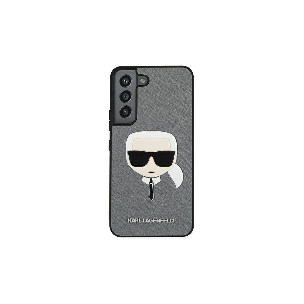 Wholesale Karl Lagerfeld KLHCS22MSAKHSL Samsung Galaxy S22+ Plus silver hardcase Saffiano Ikonik Karl`s Head - KLD792SLV - {ean13} - Hurt