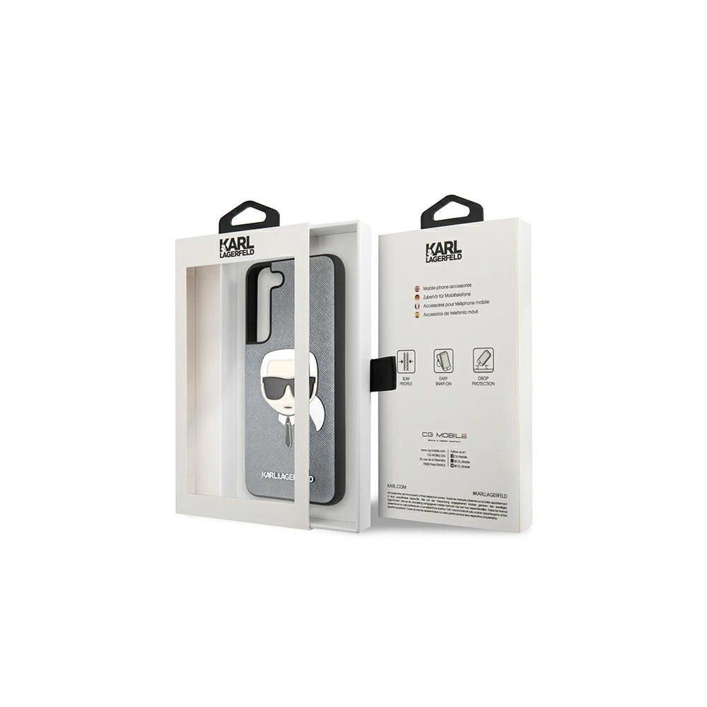 Hurtownia GSM - Etui Karl Lagerfeld KLHCS22MSAKHSL Samsung Galaxy S22+ Plus stříbrný/silver hardcase Saffiano Ikonik Karl's Head - KLD792SLV - {ean13} - Hurt