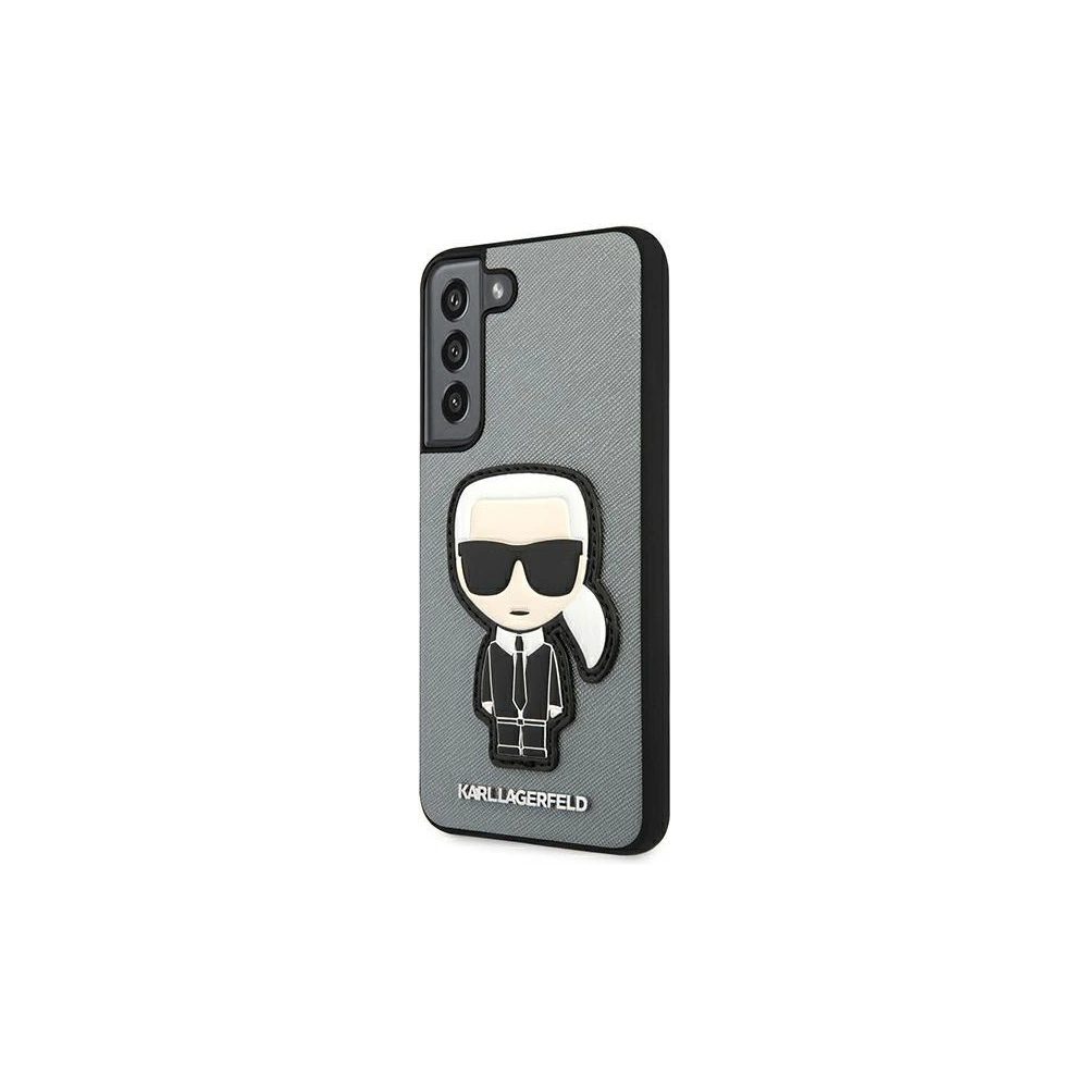 Hurtownia GSM - Etui Karl Lagerfeld KLHCS22SOKPG Samsung Galaxy S22 stříbrný/silver hardcase Saffiano Ikonik Karl`s Patch - KLD793SLV - {ean13} - Hurt