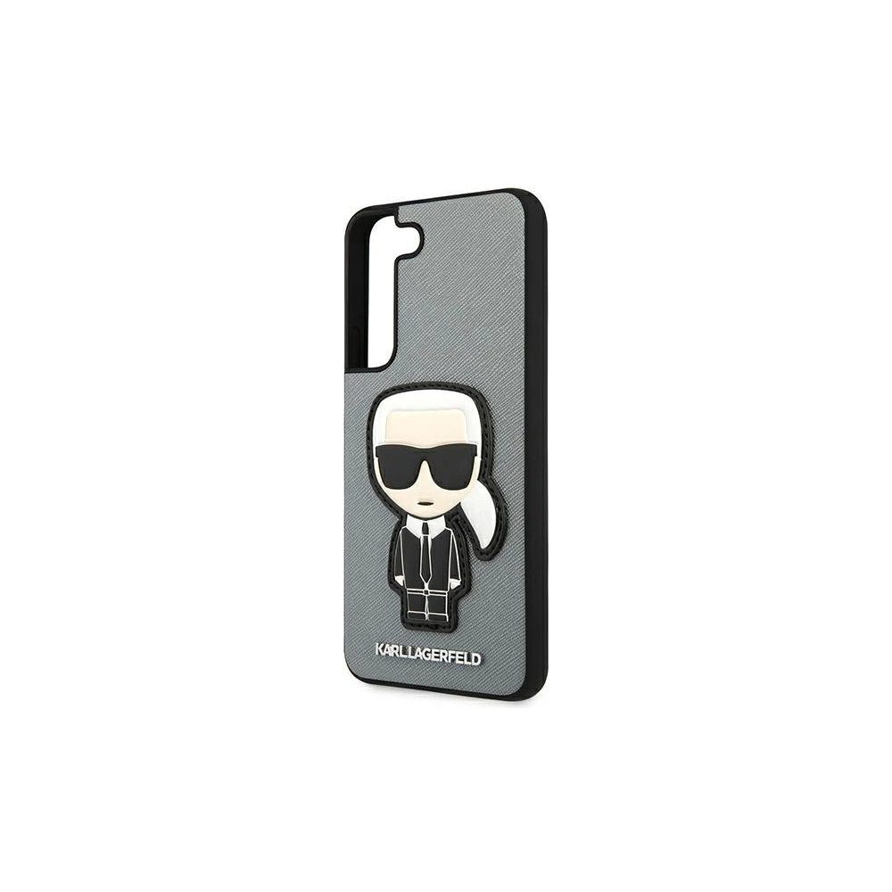 Hurtownia GSM - Etui Karl Lagerfeld KLHCS22SOKPG Samsung Galaxy S22 srebrny/silver hardcase Saffiano Ikonik Karl`s Patch - KLD793SLV - {ean13} - Hurt