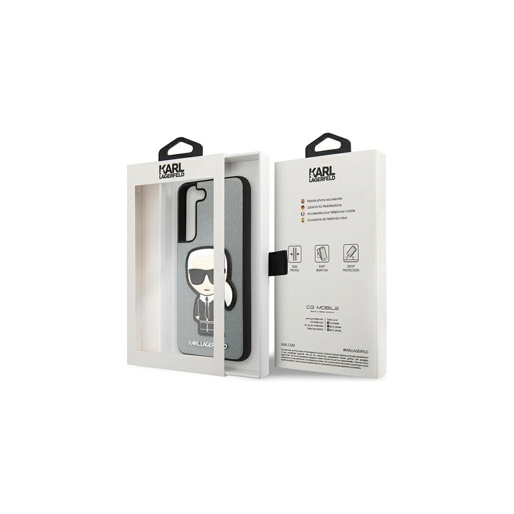 Hurtownia GSM - Etui Karl Lagerfeld KLHCS22SOKPG Samsung Galaxy S22 srebrny/silver hardcase Saffiano Ikonik Karl`s Patch - KLD793SLV - {ean13} - Hurt