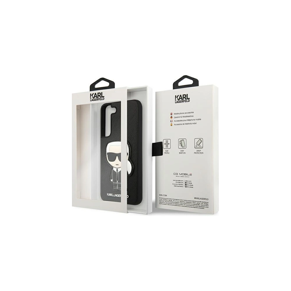 Wholesale Karl Lagerfeld KLHCS22SOKPK Samsung Galaxy S22 black hardcase Saffiano Ikonik Karl`s Patch - KLD794BLK - {ean13} - Hurt