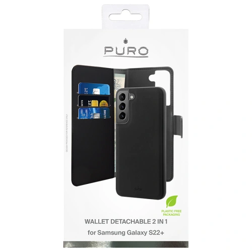 homescreen.pl - Etui PURO Wallet Detachable 2w1 Samsung Galaxy S22+ Plus (czarny)