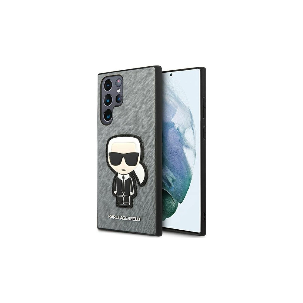 Hurtownia GSM - Etui Karl Lagerfeld KLHCS22LOKPG Samsung Galaxy S22 Ultra stříbrný/silver hardcase Saffiano Ikonik Karl`s Patch - KLD796SLV - {ean13} - Hurt