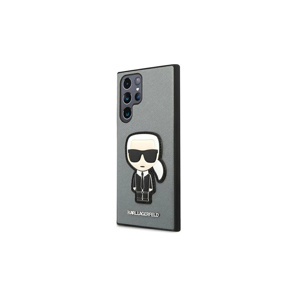 Hurtownia GSM - Etui Karl Lagerfeld KLHCS22LOKPG Samsung Galaxy S22 Ultra stříbrný/silver hardcase Saffiano Ikonik Karl`s Patch - KLD796SLV - {ean13} - Hurt