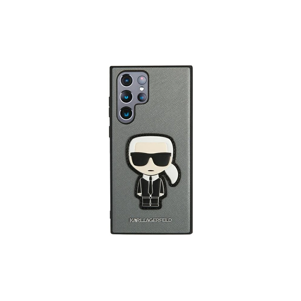 Hurtownia GSM - Etui Karl Lagerfeld KLHCS22LOKPG Samsung Galaxy S22 Ultra stříbrný/silver hardcase Saffiano Ikonik Karl`s Patch - KLD796SLV - {ean13} - Hurt