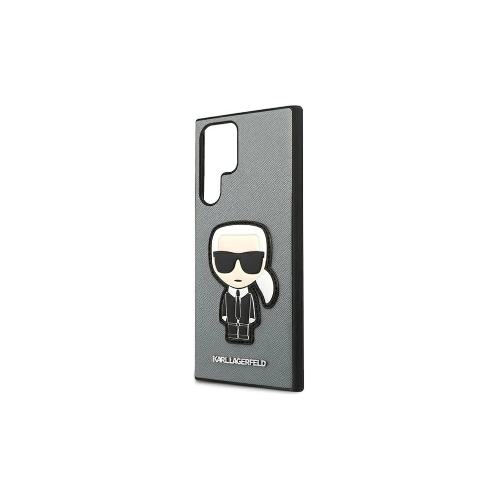 Hurtownia GSM - Etui Karl Lagerfeld KLHCS22LOKPG Samsung Galaxy S22 Ultra stříbrný/silver hardcase Saffiano Ikonik Karl`s Patch - KLD796SLV - {ean13} - Hurt