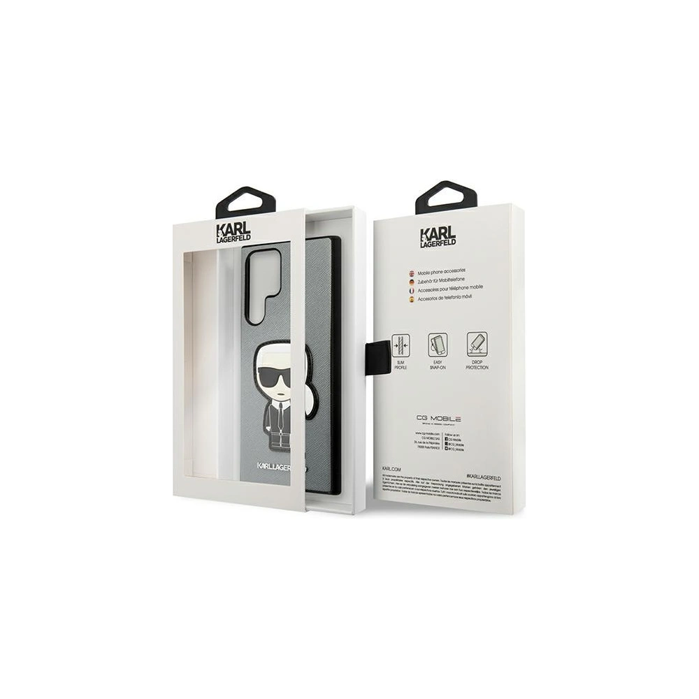 Hurtownia GSM - Etui Karl Lagerfeld KLHCS22LOKPG Samsung Galaxy S22 Ultra stříbrný/silver hardcase Saffiano Ikonik Karl`s Patch - KLD796SLV - {ean13} - Hurt