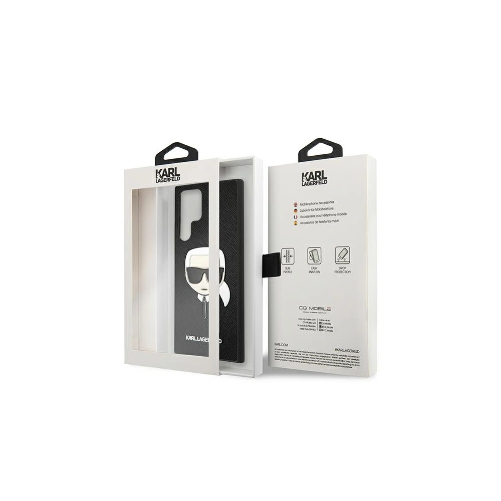 Hurtownia GSM - Etui Karl Lagerfeld KLHCS22LSAKHBK Samsung Galaxy S22 Ultra černý/black hardcase Saffiano Ikonik Karl`s Head - KLD798BLK - {ean13} - Hurt