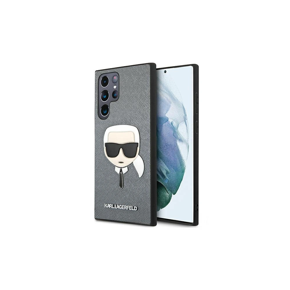 Hurtownia GSM - Etui Karl Lagerfeld KLHCS22LSAKHSL Samsung Galaxy S22 Ultra srebrny/silver hardcase Saffiano Ikonik Karl`s Head - KLD799SLV - {ean13} - Hurt