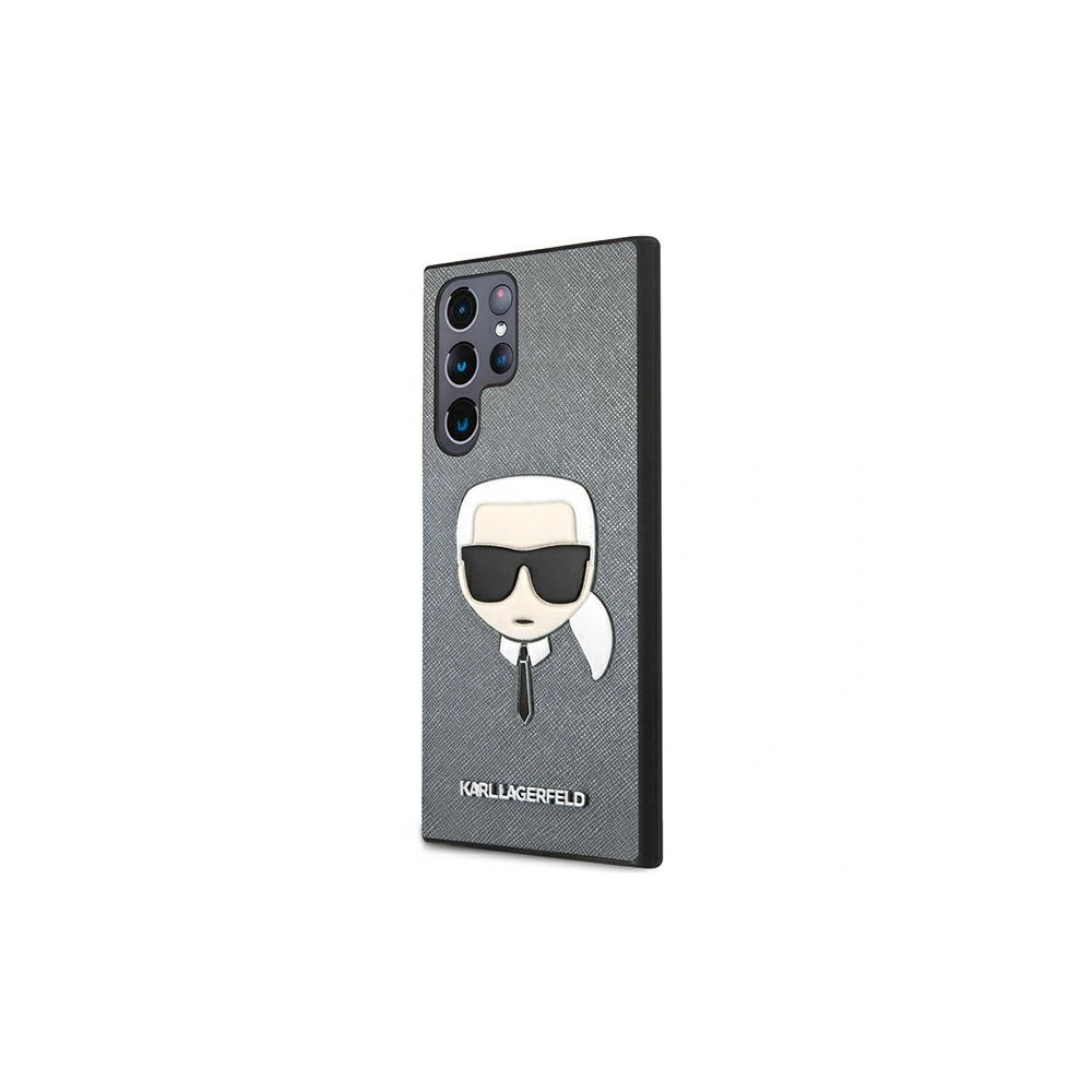 Hurtownia GSM - Etui Karl Lagerfeld KLHCS22LSAKHSL Samsung Galaxy S22 Ultra srebrny/silver hardcase Saffiano Ikonik Karl`s Head - KLD799SLV - {ean13} - Hurt