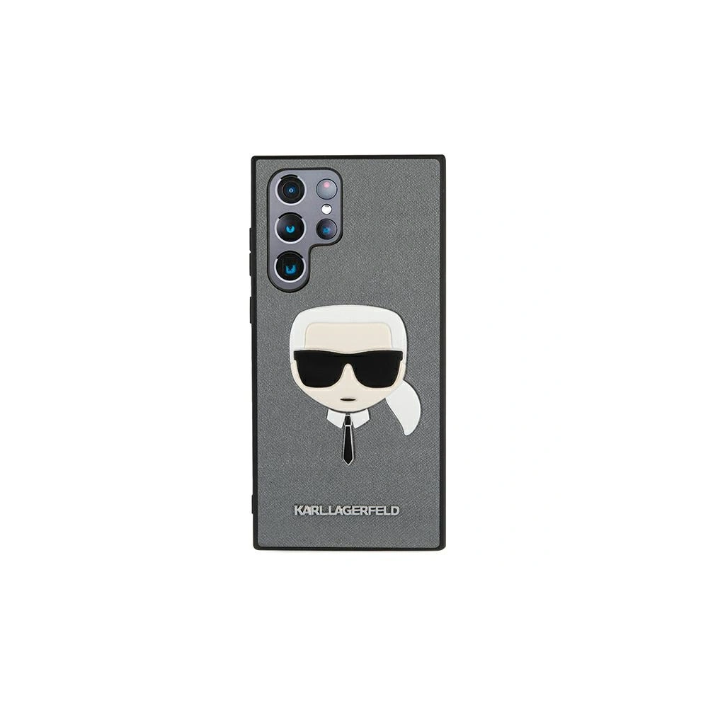 Hurtownia GSM - Etui Karl Lagerfeld KLHCS22LSAKHSL Samsung Galaxy S22 Ultra stříbrný/silver hardcase Saffiano Ikonik Karl`s Head - KLD799SLV - {ean13} - Hurt