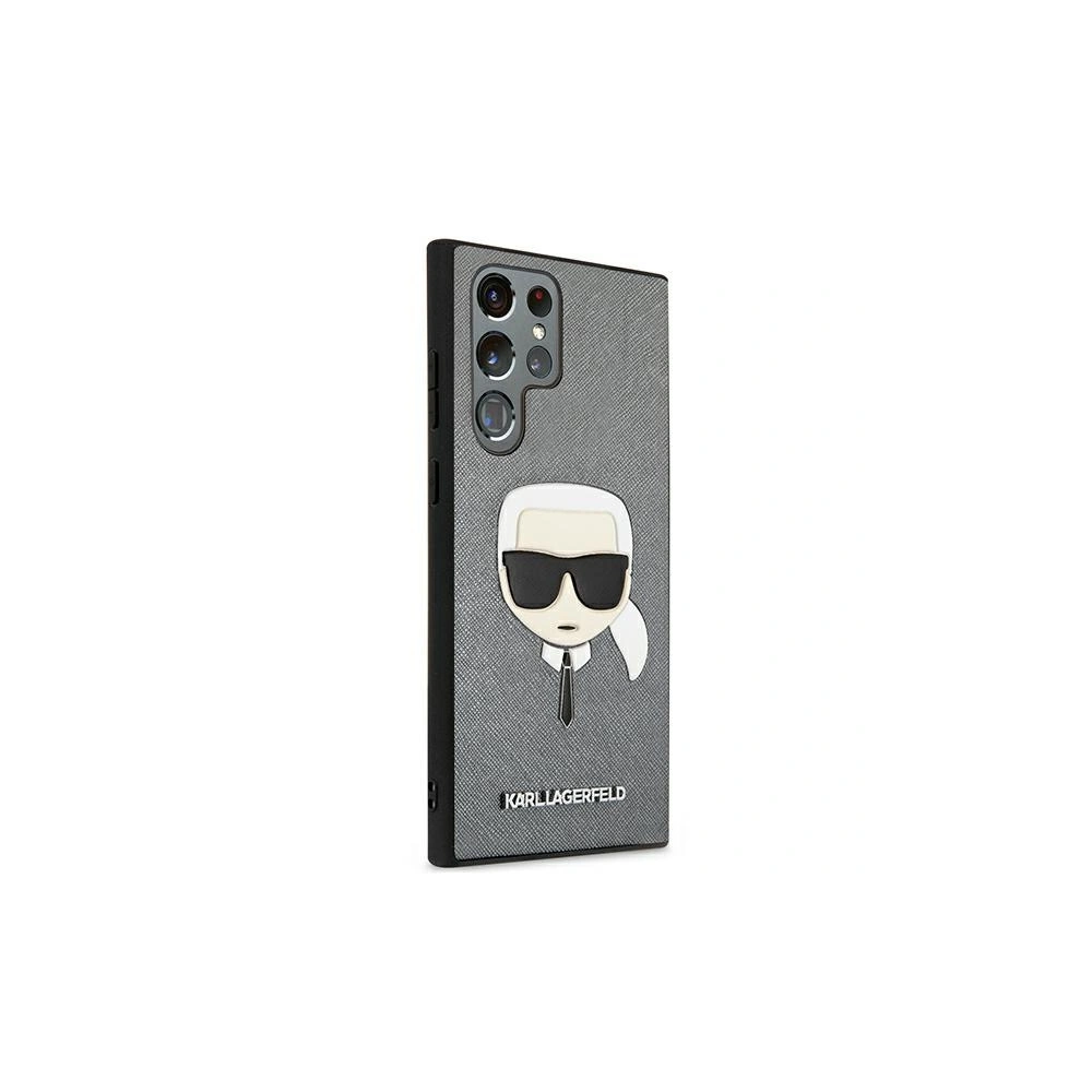 Hurtownia GSM - Etui Karl Lagerfeld KLHCS22LSAKHSL Samsung Galaxy S22 Ultra stříbrný/silver hardcase Saffiano Ikonik Karl`s Head - KLD799SLV - {ean13} - Hurt