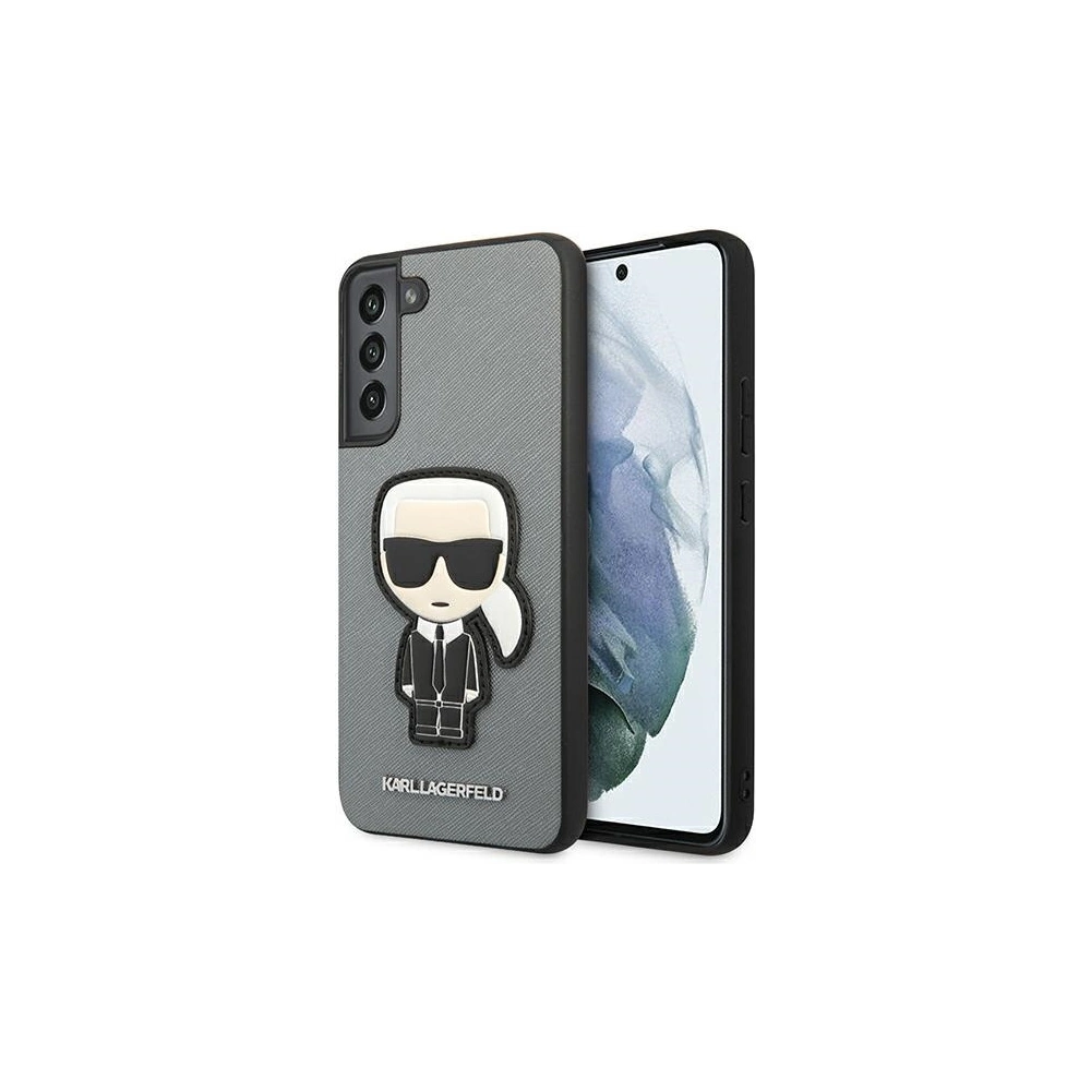 Wholesale Karl Lagerfeld KLHCS22MOKPG Samsung Galaxy S22+ Plus silver hardcase Saffiano Ikonik Karl`s Patch - KLD800SLV - {ean13} - Hurt