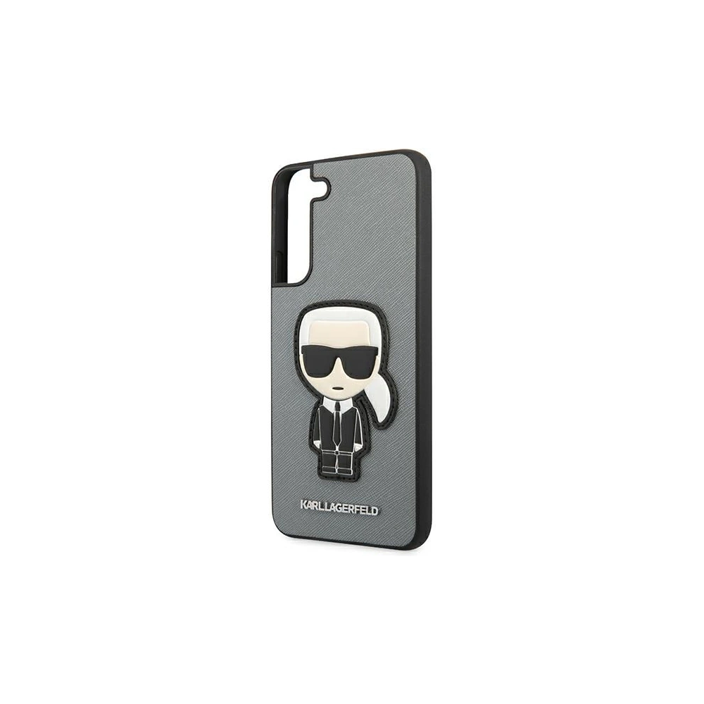 Hurtownia GSM - Etui Karl Lagerfeld KLHCS22MOKPG Samsung Galaxy S22+ Plus stříbrný/silver hardcase Saffiano Ikonik Karl`s Patch - KLD800SLV - {ean13} - Hurt