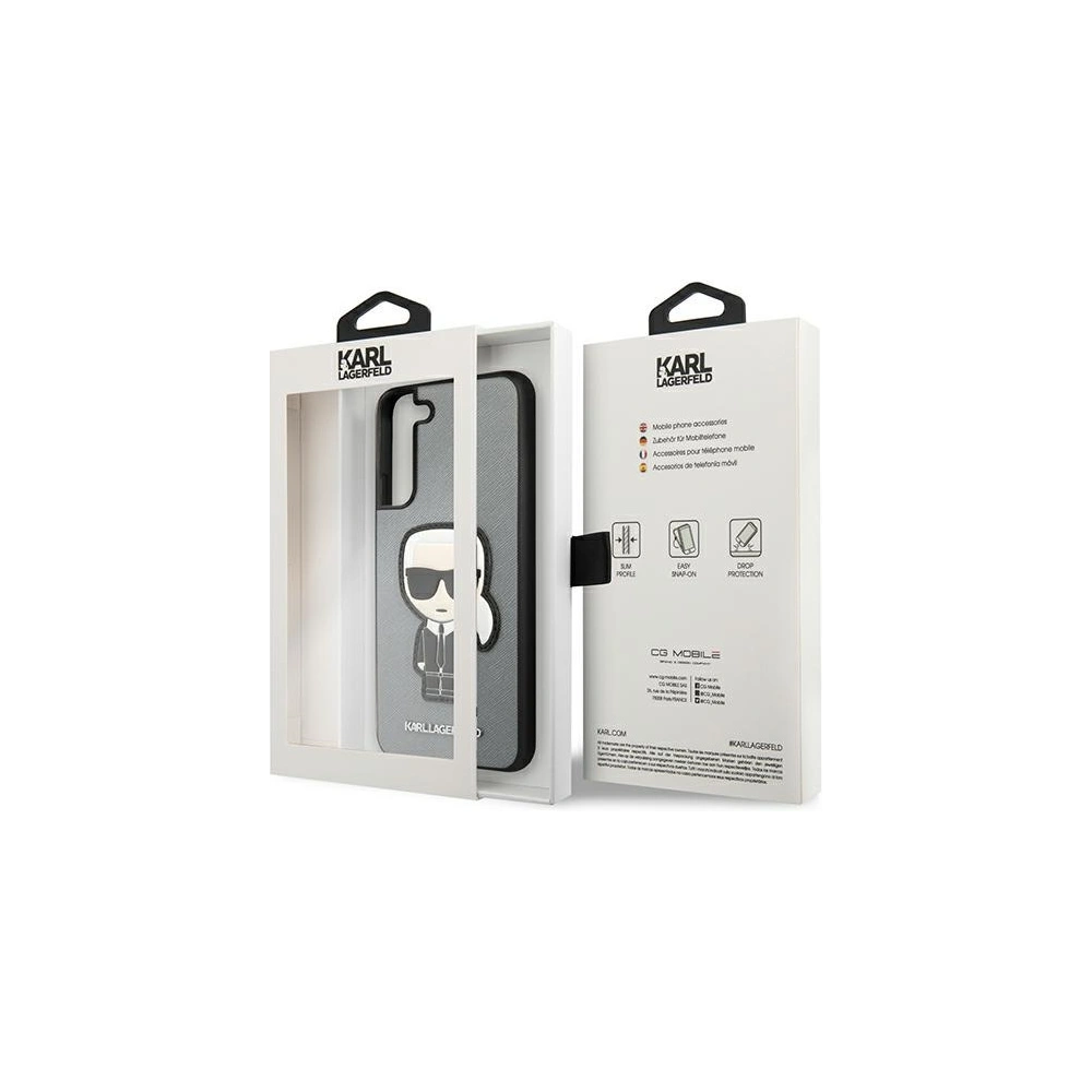 Hurtownia GSM - Etui Karl Lagerfeld KLHCS22MOKPG Samsung Galaxy S22+ Plus stříbrný/silver hardcase Saffiano Ikonik Karl`s Patch - KLD800SLV - {ean13} - Hurt