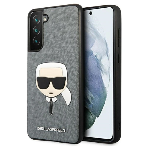 Etui Karl Lagerfeld KLHCS21FSAKHSL Samsung Galaxy S21 FE srebrny/silver hardcase Saffiano Ikonik Karl`s Head