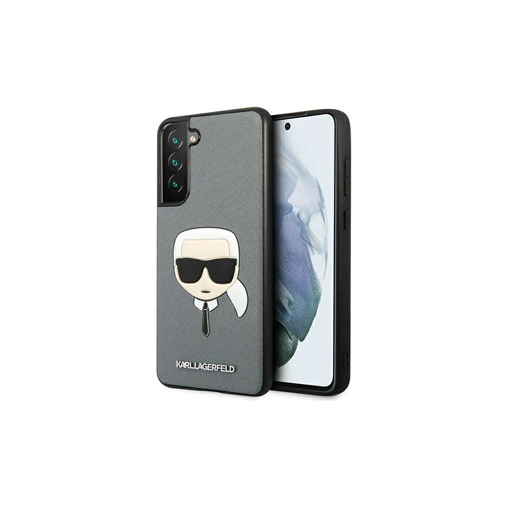 Hurtownia GSM - Etui Karl Lagerfeld KLHCS21FSAKHSL Samsung Galaxy S21 FE srebrny/silver hardcase Saffiano Ikonik Karl`s Head - KLD805SLV - {ean13} - Hurt