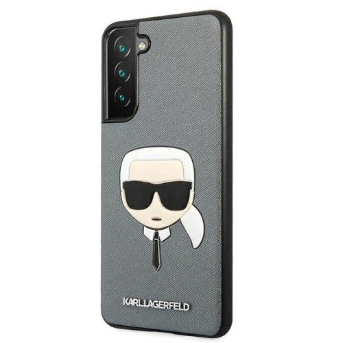 Etui Karl Lagerfeld KLHCS21FSAKHSL Samsung Galaxy S21 FE srebrny/silver hardcase Saffiano Ikonik Karl`s Head