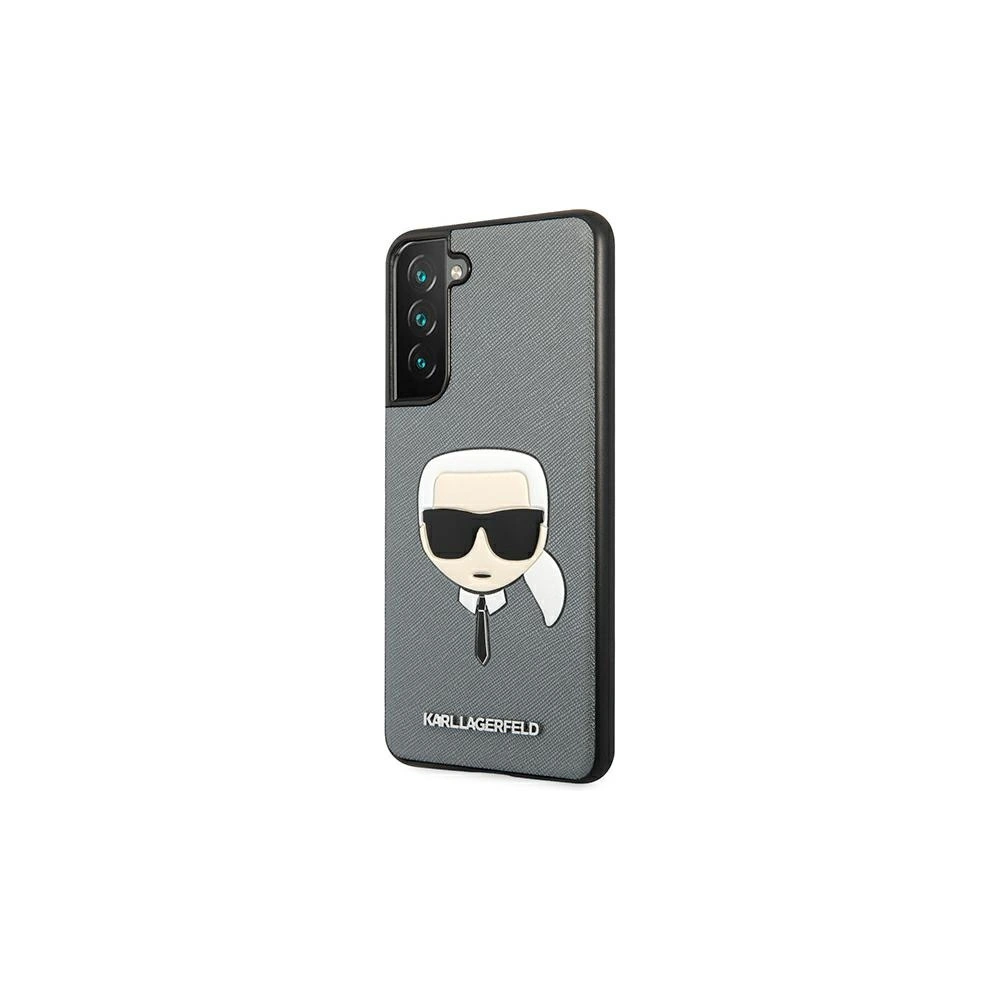 Hurtownia GSM - Etui Karl Lagerfeld KLHCS21FSAKHSL Samsung Galaxy S21 FE srebrny/silver hardcase Saffiano Ikonik Karl`s Head - KLD805SLV - {ean13} - Hurt