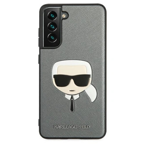 Etui Karl Lagerfeld KLHCS21FSAKHSL Samsung Galaxy S21 FE srebrny/silver hardcase Saffiano Ikonik Karl`s Head