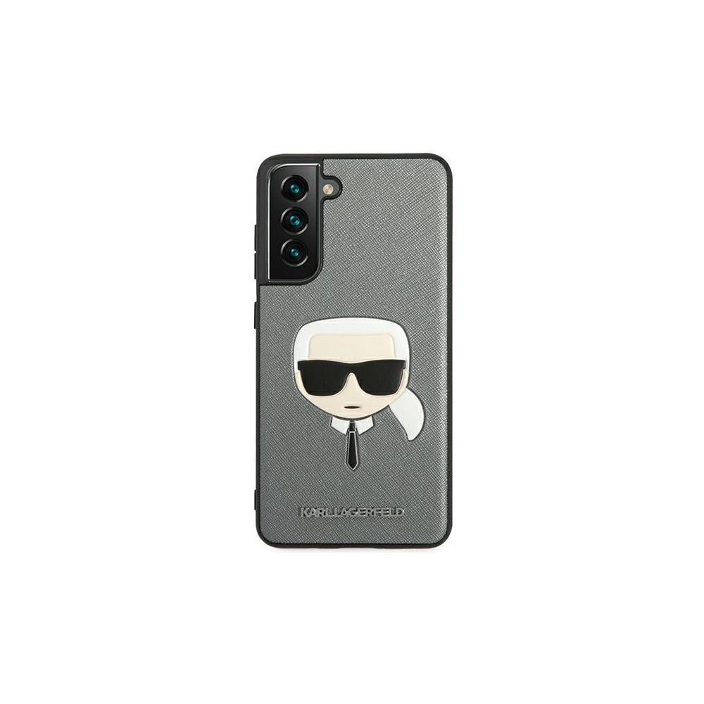 Hurtownia GSM - Etui Karl Lagerfeld KLHCS21FSAKHSL Samsung Galaxy S21 FE srebrny/silver hardcase Saffiano Ikonik Karl`s Head - KLD805SLV - {ean13} - Hurt