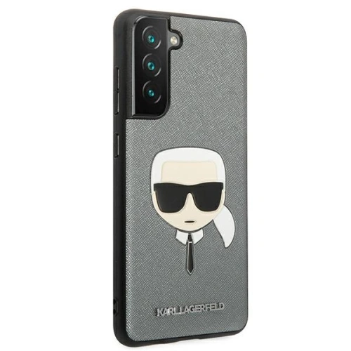 Etui Karl Lagerfeld KLHCS21FSAKHSL Samsung Galaxy S21 FE srebrny/silver hardcase Saffiano Ikonik Karl`s Head