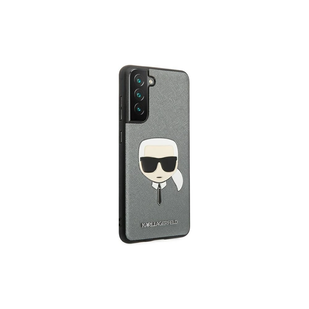 Wholesale Karl Lagerfeld KLHCS21FSAKHSL Samsung Galaxy S21 FE silver hardcase Saffiano Ikonik Karl`s Head - KLD805SLV - {ean13} - Hurt
