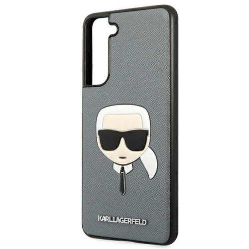 Etui Karl Lagerfeld KLHCS21FSAKHSL Samsung Galaxy S21 FE srebrny/silver hardcase Saffiano Ikonik Karl`s Head