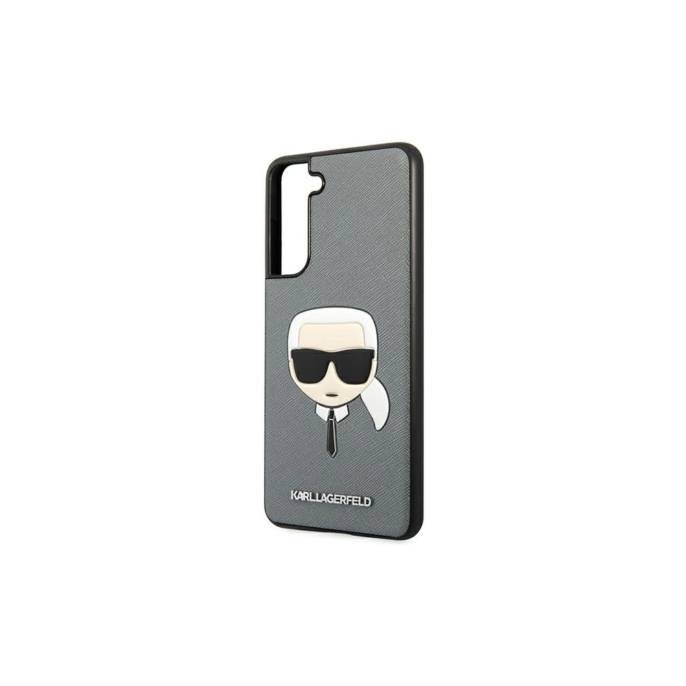Wholesale Karl Lagerfeld KLHCS21FSAKHSL Samsung Galaxy S21 FE silver hardcase Saffiano Ikonik Karl`s Head - KLD805SLV - {ean13} - Hurt