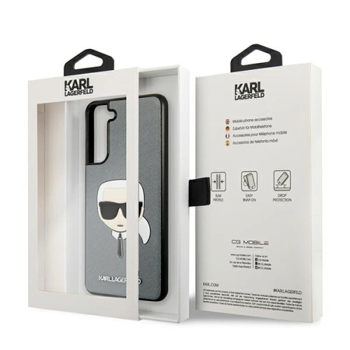Etui Karl Lagerfeld KLHCS21FSAKHSL Samsung Galaxy S21 FE srebrny/silver hardcase Saffiano Ikonik Karl`s Head