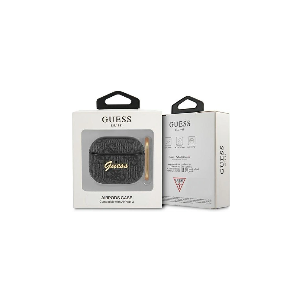 Hurtownia GSM - Etui Guess GUA34GSMK Apple AirPods 3 šedý/grey 4G Script Metal Collection - GUE1567 - {ean13} - Hurt