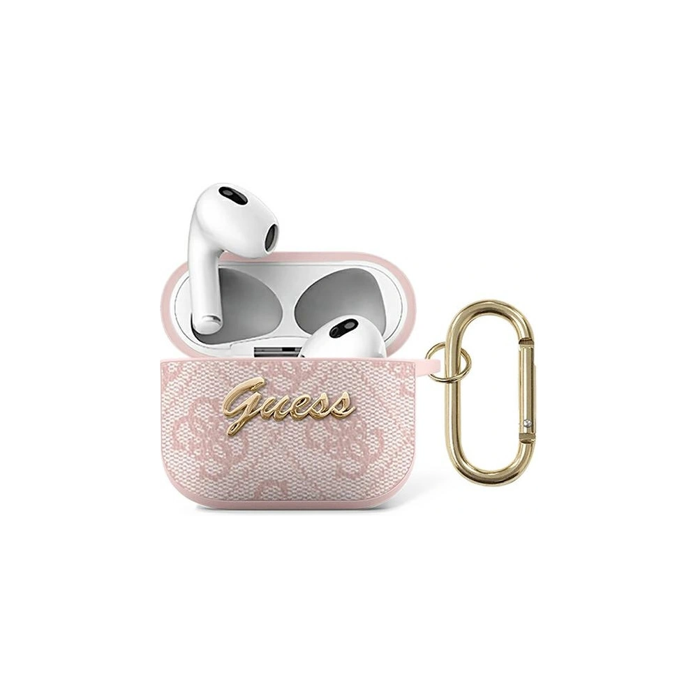 Hurtownia GSM - Etui Guess GUA34GSMP Apple AirPods 3 růžový/pink 4G Script Metal Collection - GUE1568 - {ean13} - Hurt