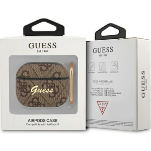 Hurtownia GSM - Etui Guess GUA34GSMW Apple AirPods 3 brązowy/brown 4G Script Metal Collection - GUE1569 - {ean13} - Hurt