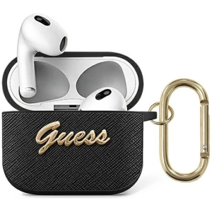 Hurtownia GSM - Etui Guess GUA3SASMK Apple AirPods 3 czarny/black Saffiano Script Metal Collection - GUE1570 - {ean13} - Hurt