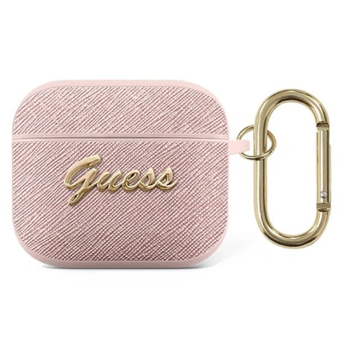 Etui Guess GUA3SASMP Apple AirPods 3 różowy/pink Saffiano Script Metal Collection
