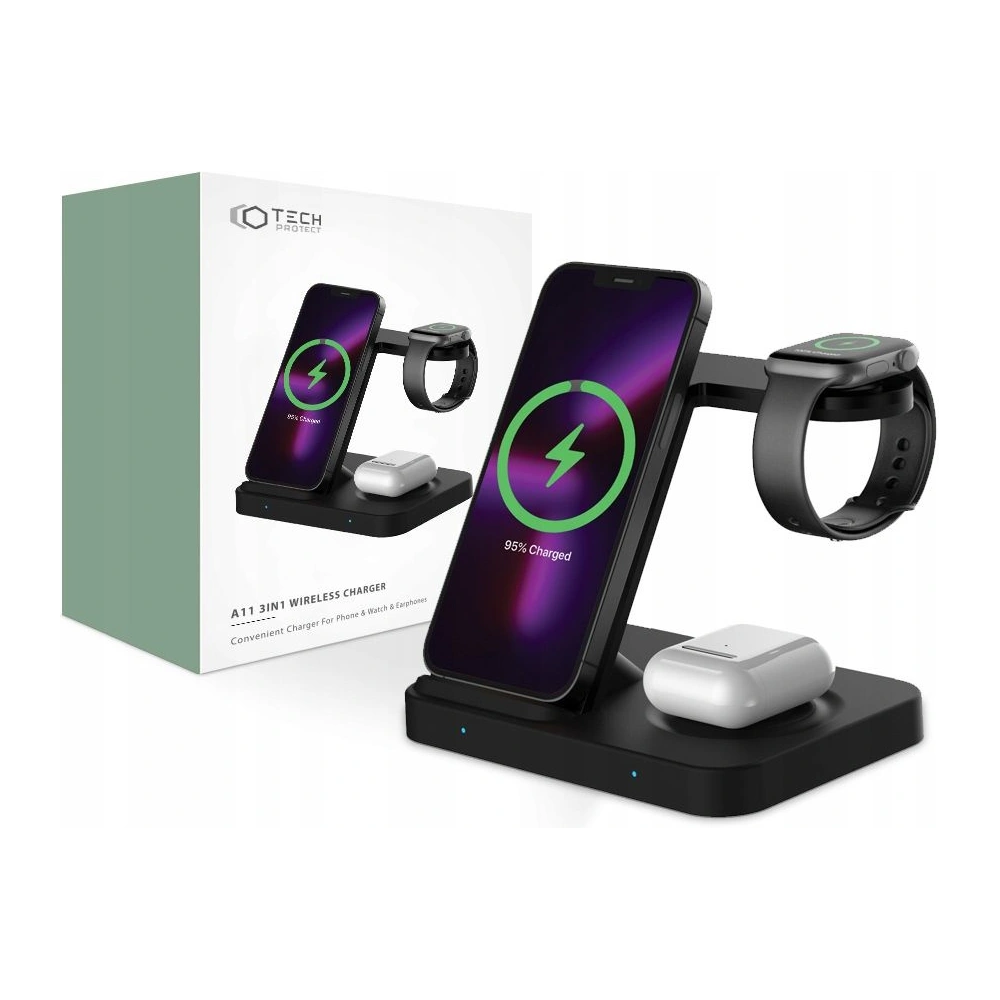 Wholesale Tech-Protect A11 3in1 Wireless Charger Black - THP841BLK - {ean13} - Hurt